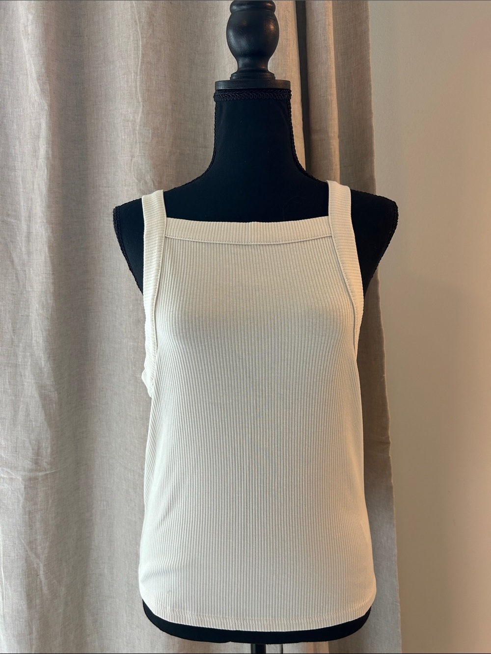 J. Crew Cream Ribbed Square Neck Tank